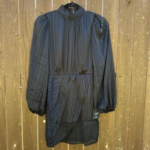 Lulus Black Metallic Stripe Mini Dress – Size XS (NWT)